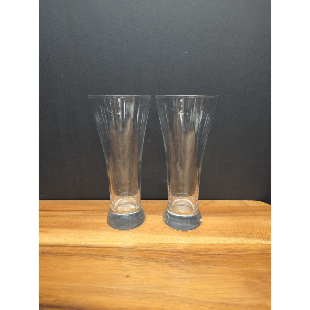 Set Of 2 Pilsner or Fluted Glasses EUC Flared Rim Heavy Base Man Cave